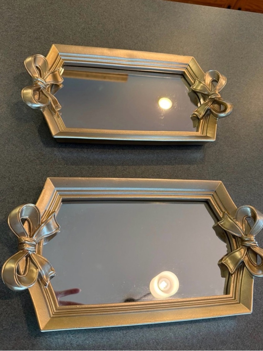 Source Unknown Gold Decorative Bow Vanity Trays - Set of 2